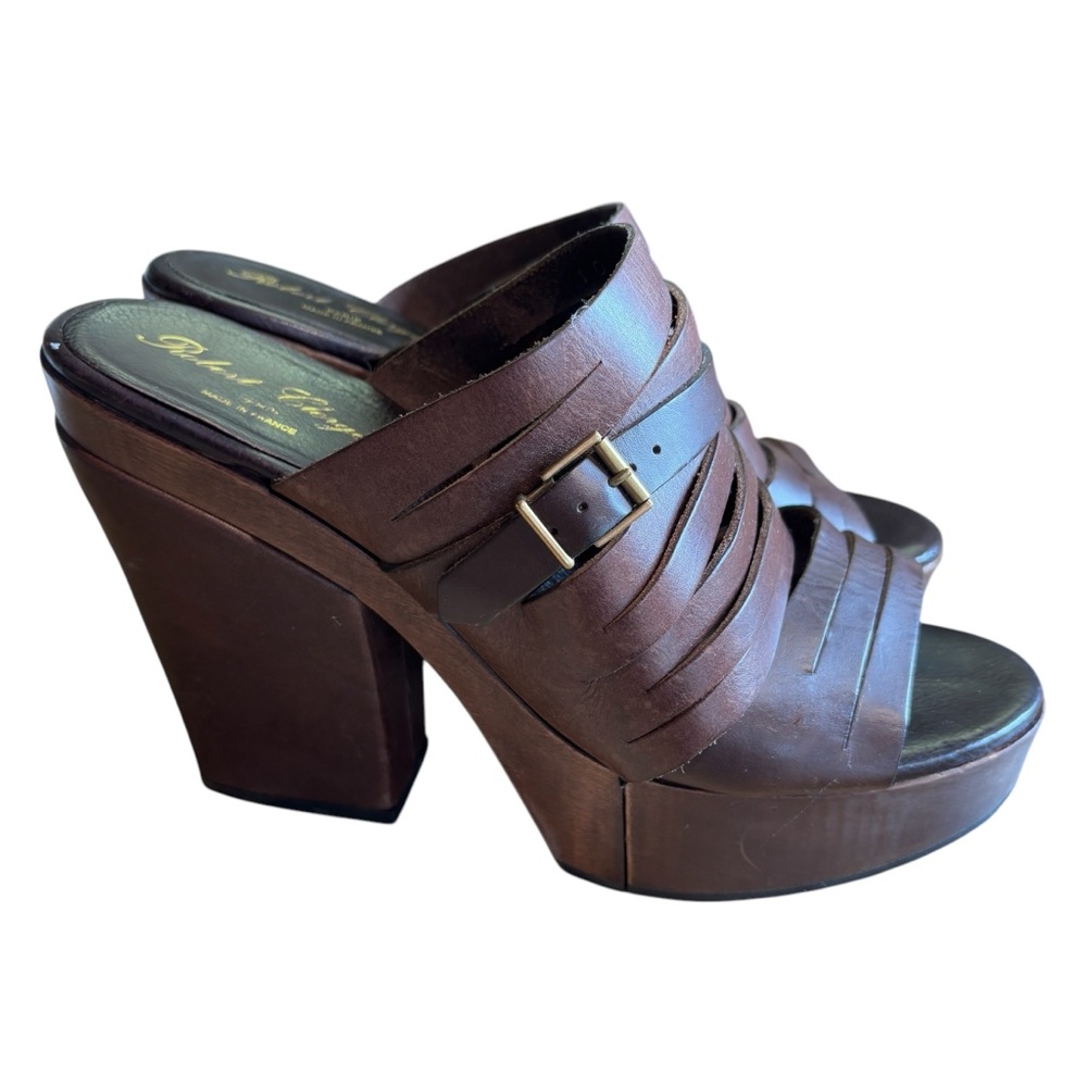 Robert Clergerie Barneys New York Dixo Platform Wedge Sandal Brown Leather 10